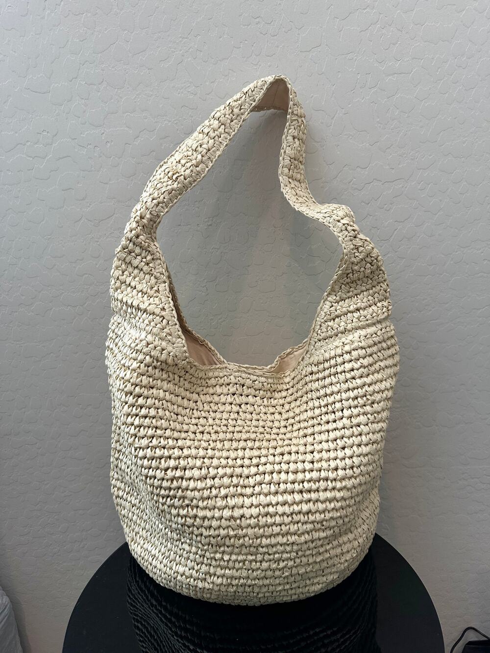 BANANA REPUBLIC Cream Woven Paper Straw Hobo Shoulder Bag Coastal Boho Beach